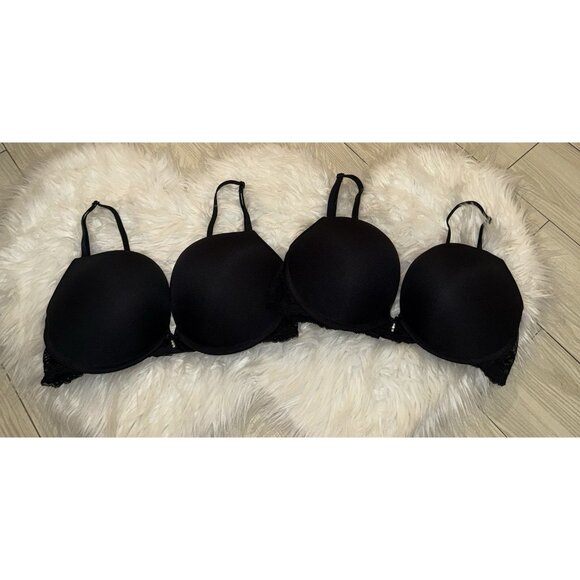 2 Smart & Sexy SA276 Super Push Up Bras Add 2 Cups Lace UW Womens 36C Black - Picture 1 of 6